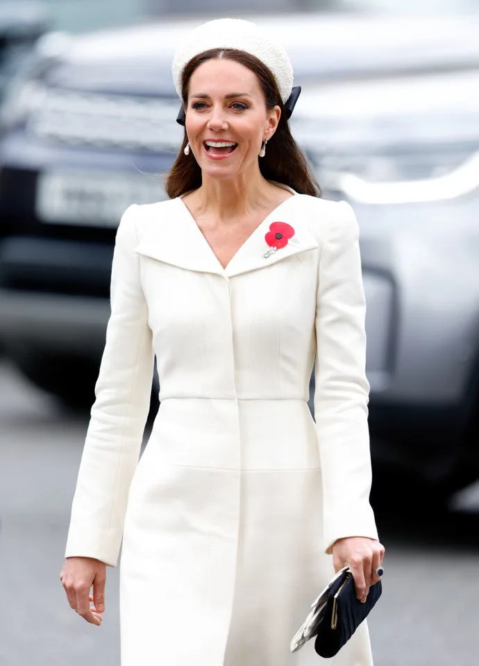 Kate Middleton wearing Jenny Packham on the Anzac Day Service of Commemoration and Thanksgiving at Westminster Abbey in April 2022.Credit: Getty Images