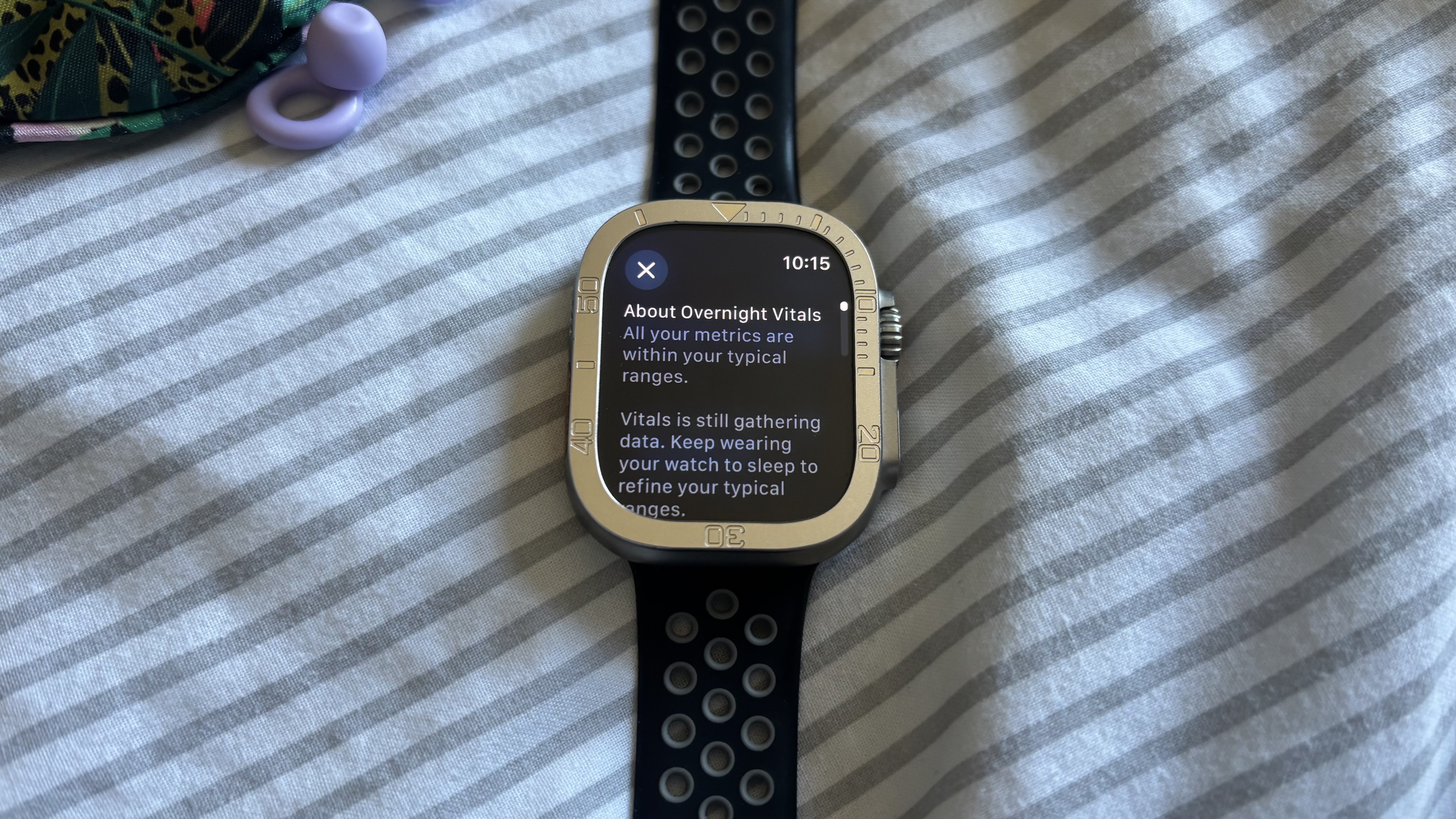 The Apple Watch's face displaying the Vitals App. 