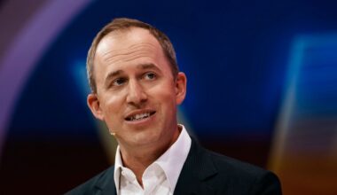 Co-CEO of Salesforce, Bret Taylor, speaks at the Vivatech show in Paris, France, June 15, 2022. (AP Photo/Thibault Camus)