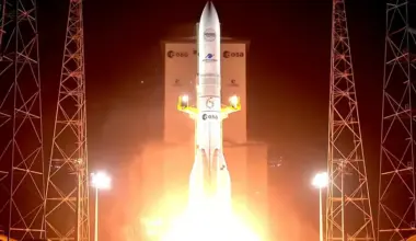 Arianespace launches another 32 Amazon LEO satellites aboard Ariane 6, completing the rocket’s second flight of 2026.