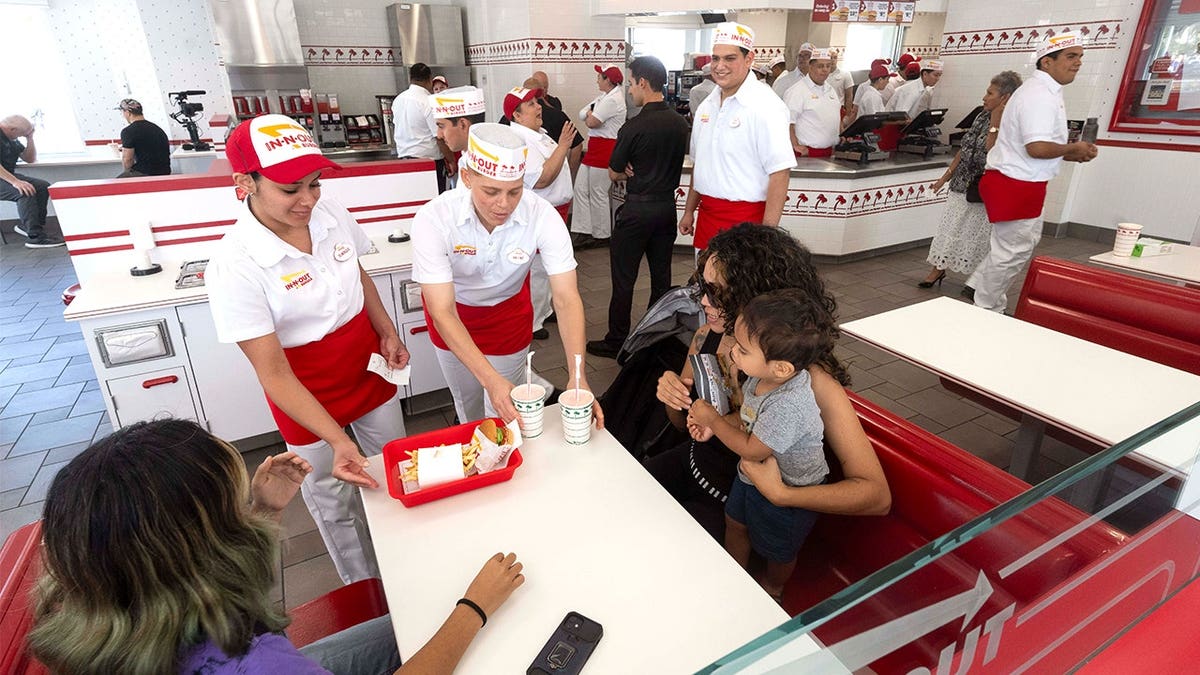 People eating at In-N-Out restaurant