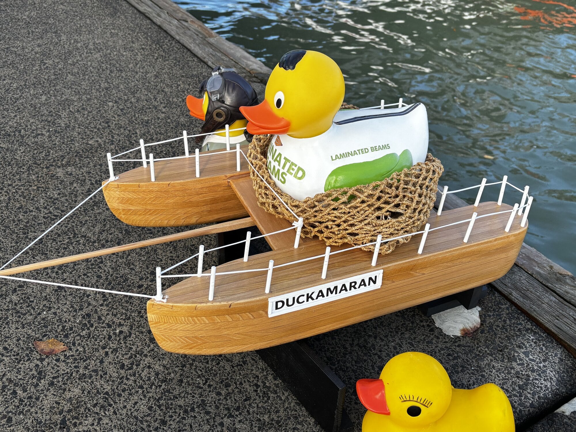  Laminated Beams competed in the corporate duck race with their ‘Duckamaran’.  Photo/ Supplied.