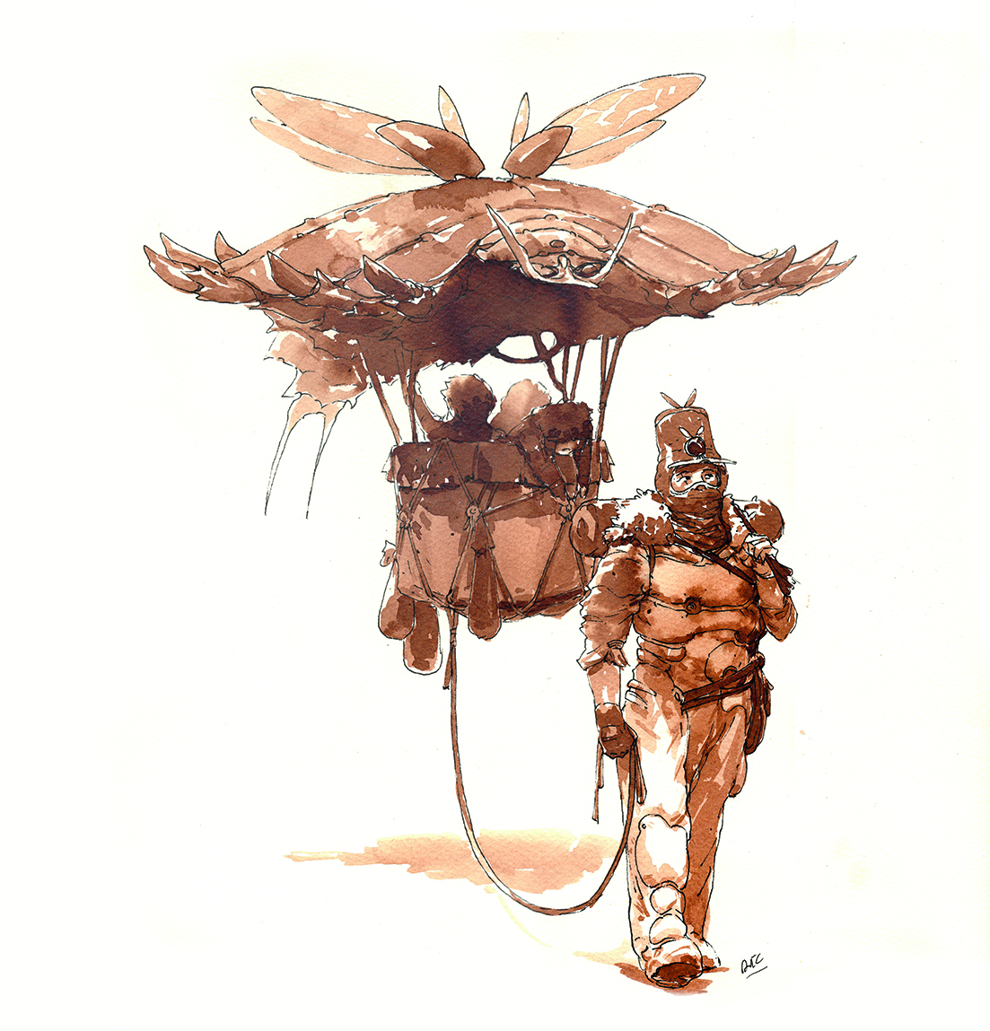 Character art painted using traditional art media