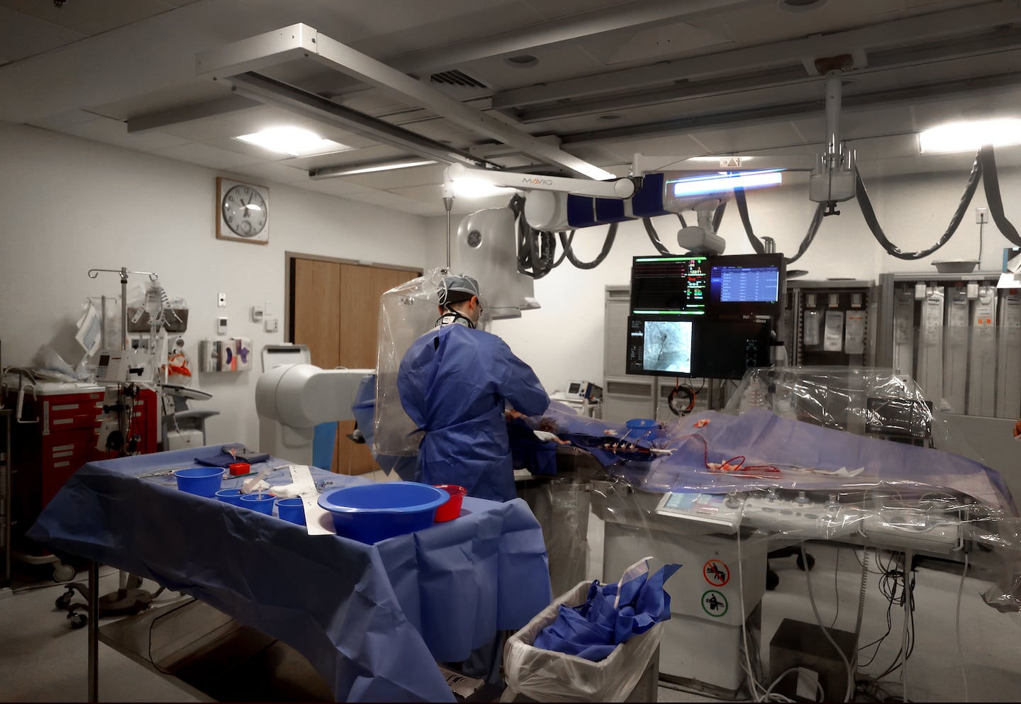 A procedure room at Tufts Medical Center was photographed in 2024. Union members say they have complained for months about a nursing shortage.