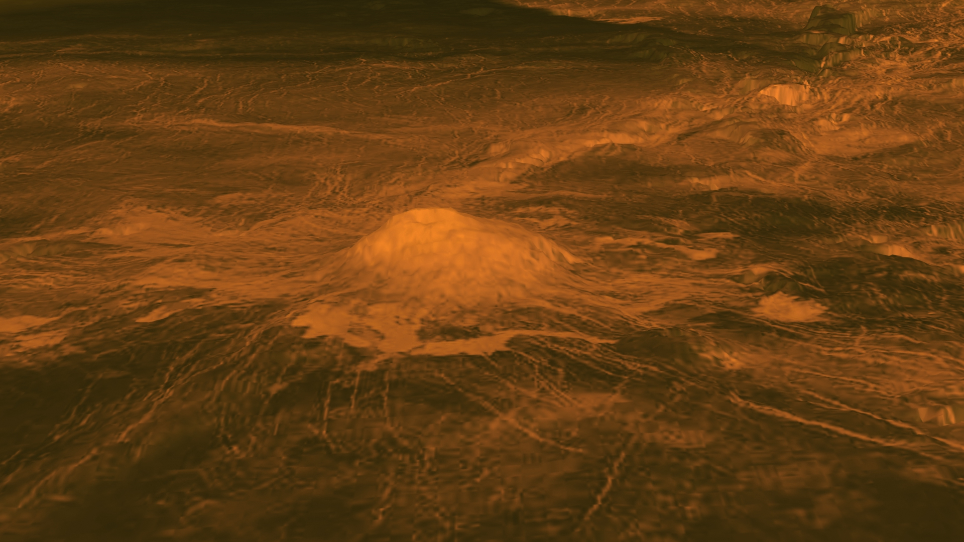 A volcano on the surface of Venus.
