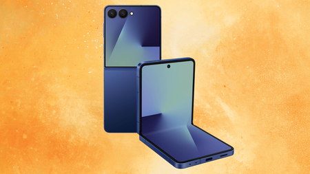 Galaxy Z Flip 7 on a yellow background