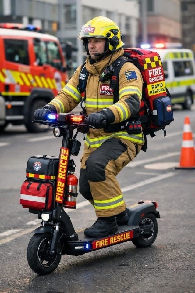  Pāpāmoa Volunteer Fire Brigade joked they added e-scooters to its fleet of response vehicles. Photo / Pāpāmoa Volunteer Fire Brigade