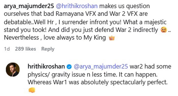 Did Hrithik Roshan just address War 2 VFX criticism? Actor responds after fan asks if his post defended the film indirectly