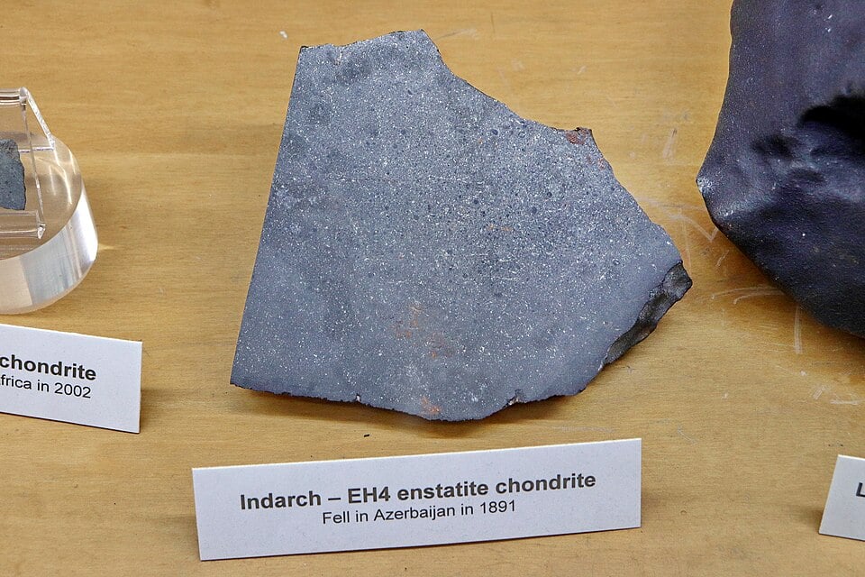 The Indarch Meteorite is a possible building block of the planet Mercury. Scientists cooked up rocks in the lab to produce materials similar to it, in an effort to understand Mercury's chemical composition and evolution. Courtesy Vahe Martirosyan, CC Attribution Share Alike 2.0.
