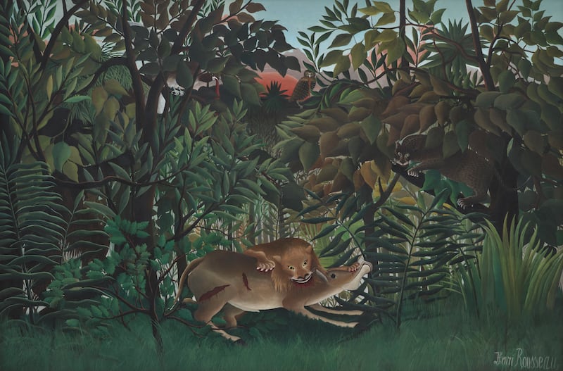 Henri Rousseau: The Lion, Being Hungry, Throws Himself on the Antelope. Photograph: Musée de l'Orangerie/Robert Bayer/Riehen/Basel, Beyeler Collection