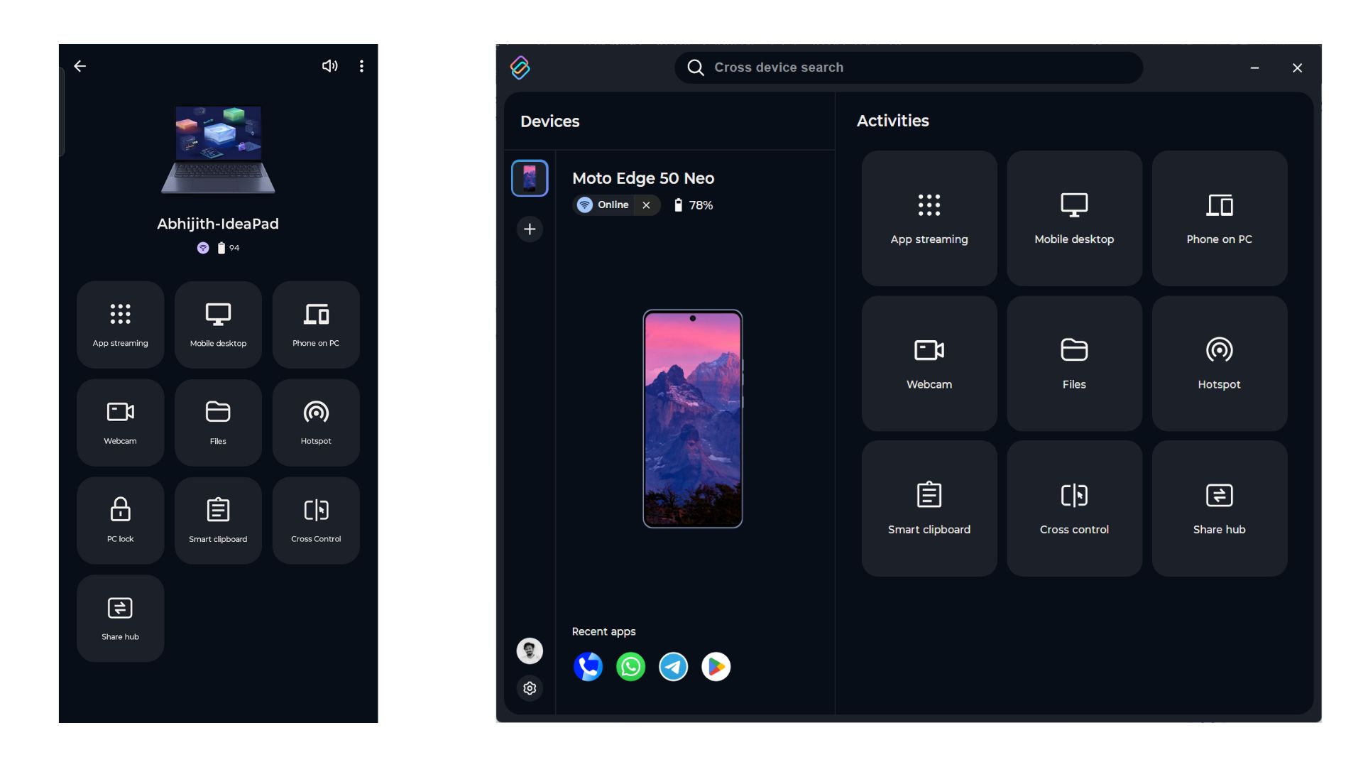 Lenovo Smart Connect app on Phone and PC
