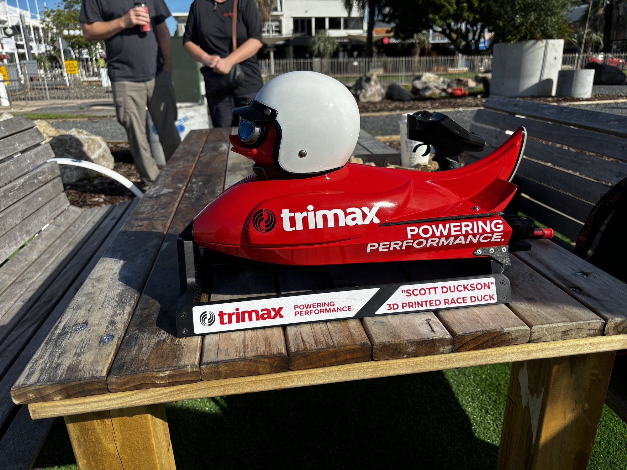  The Trimax Mowing Systems duck won first place in the motorised corporate duck race.  Photo / Supplied