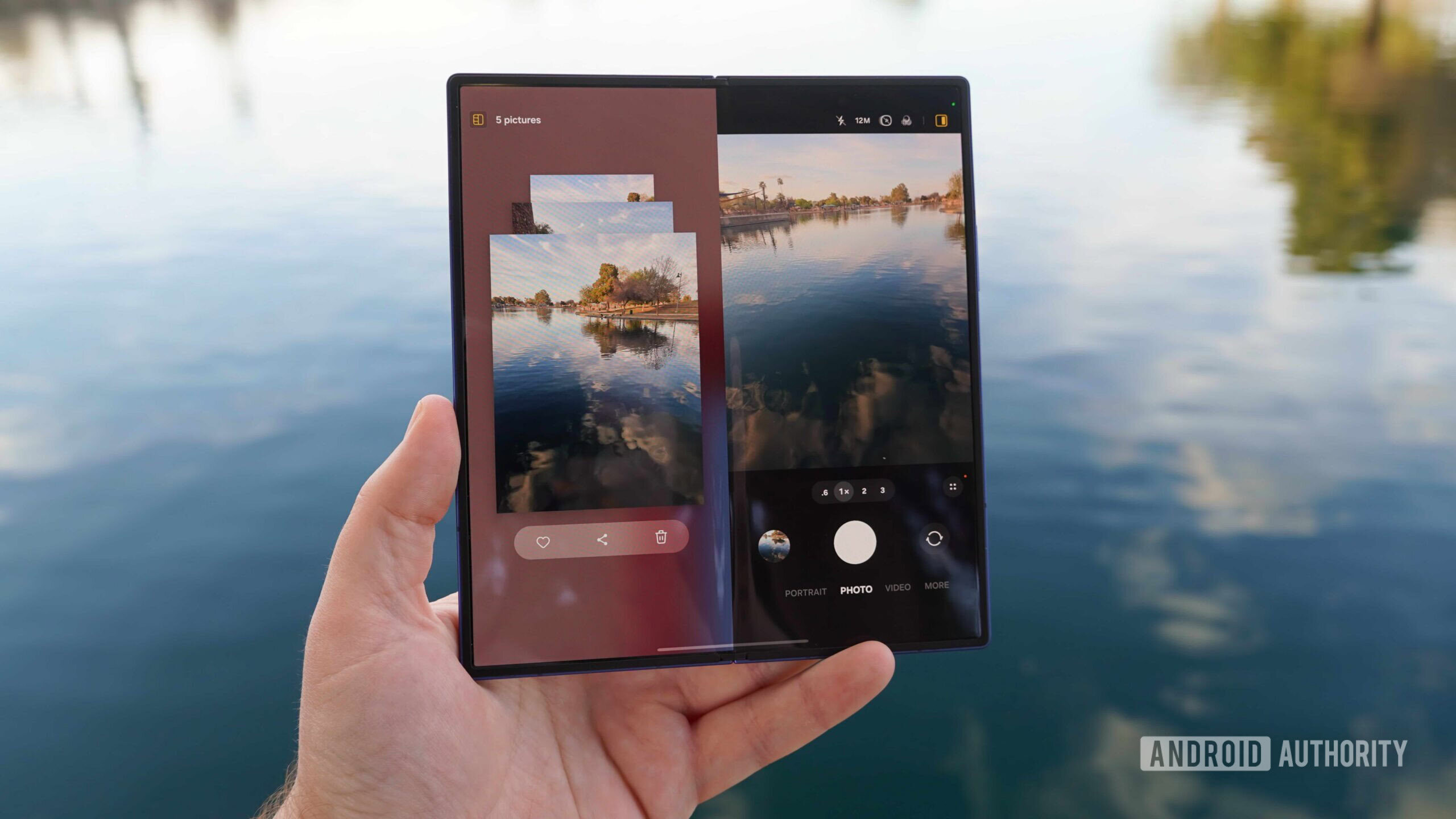 The capture view in the camera app on a Galaxy Z Fold 7.