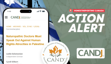 Official Journal Of The Canadian Association Of Naturopathic Doctors, CANDJ, Publishes Rambling Anti-Israel Screed Accusing Jerusalem Of “Genocide”