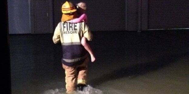 Ashley Yorke, then aged 6, was rescued by a fireman from the flooded Dance Avenue studio in Glenlyon Ave, Greerton, in June 2014. Photo / Supplied