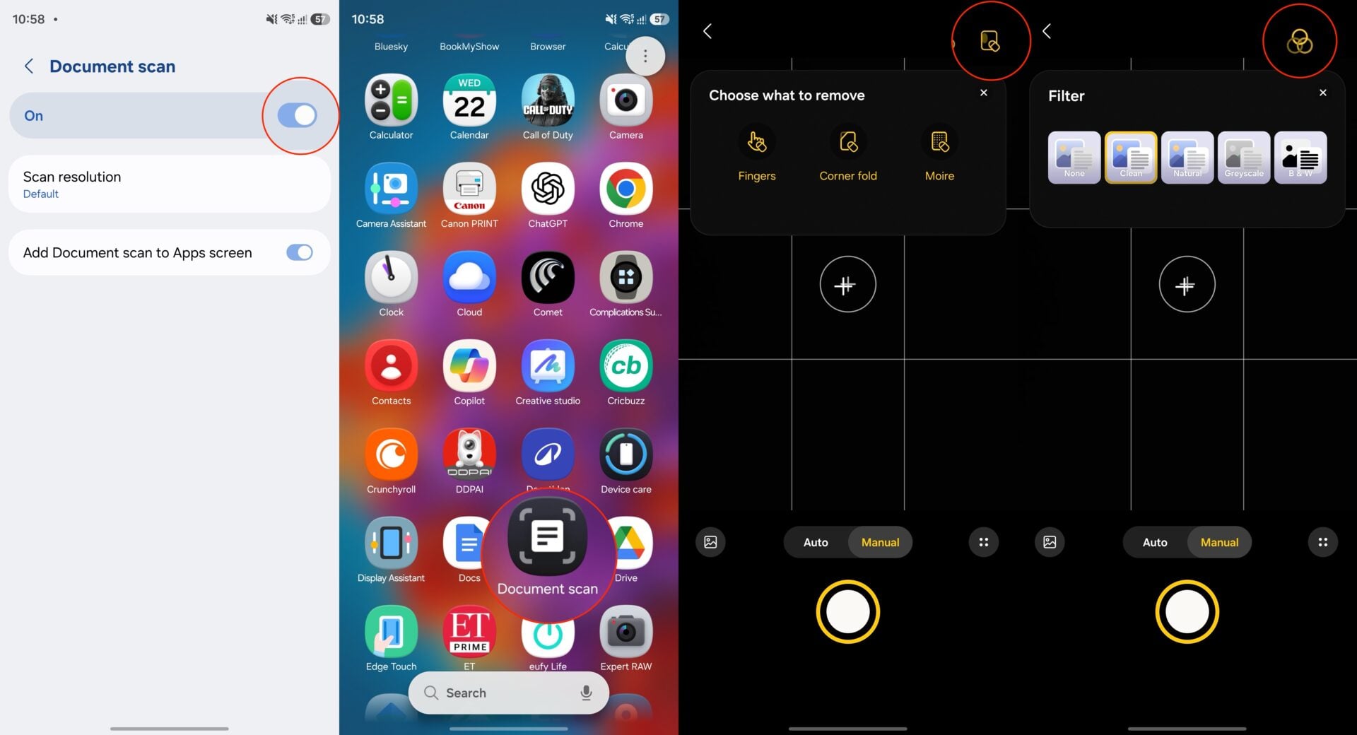 samsung one ui 8.5 camera document scanner options