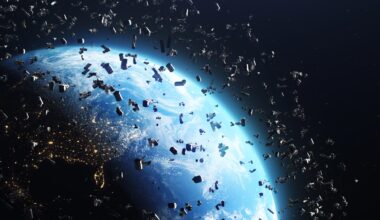 Space Debris Junk Satellites Orbiting Planet Earth