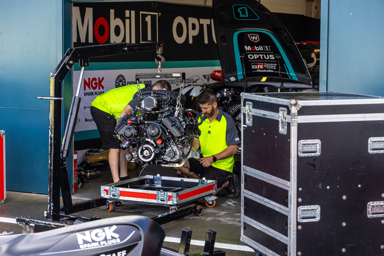 Airfreighted engine for Chaz Mostert in New Zealand