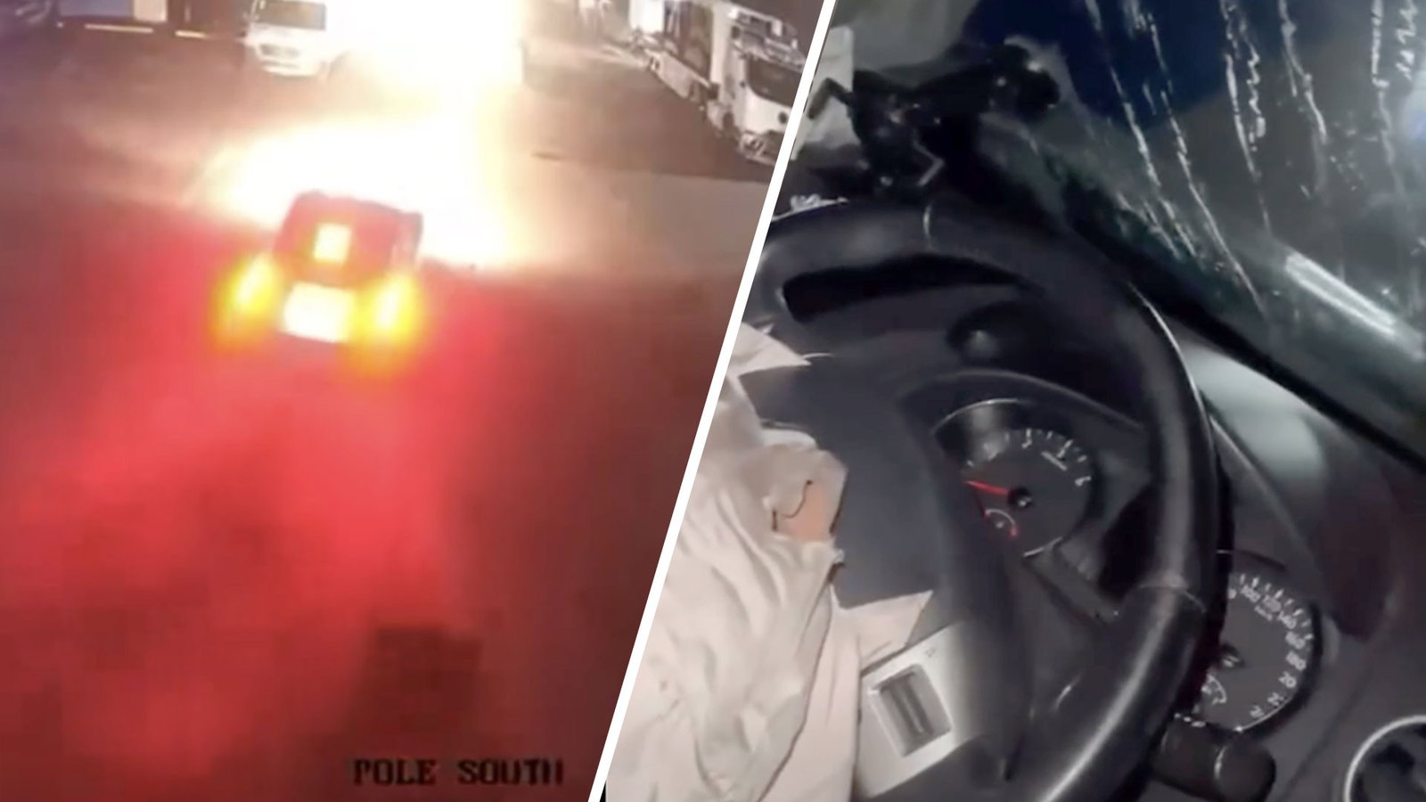 Dramatic vision as car crashes into Triple Eight HQ