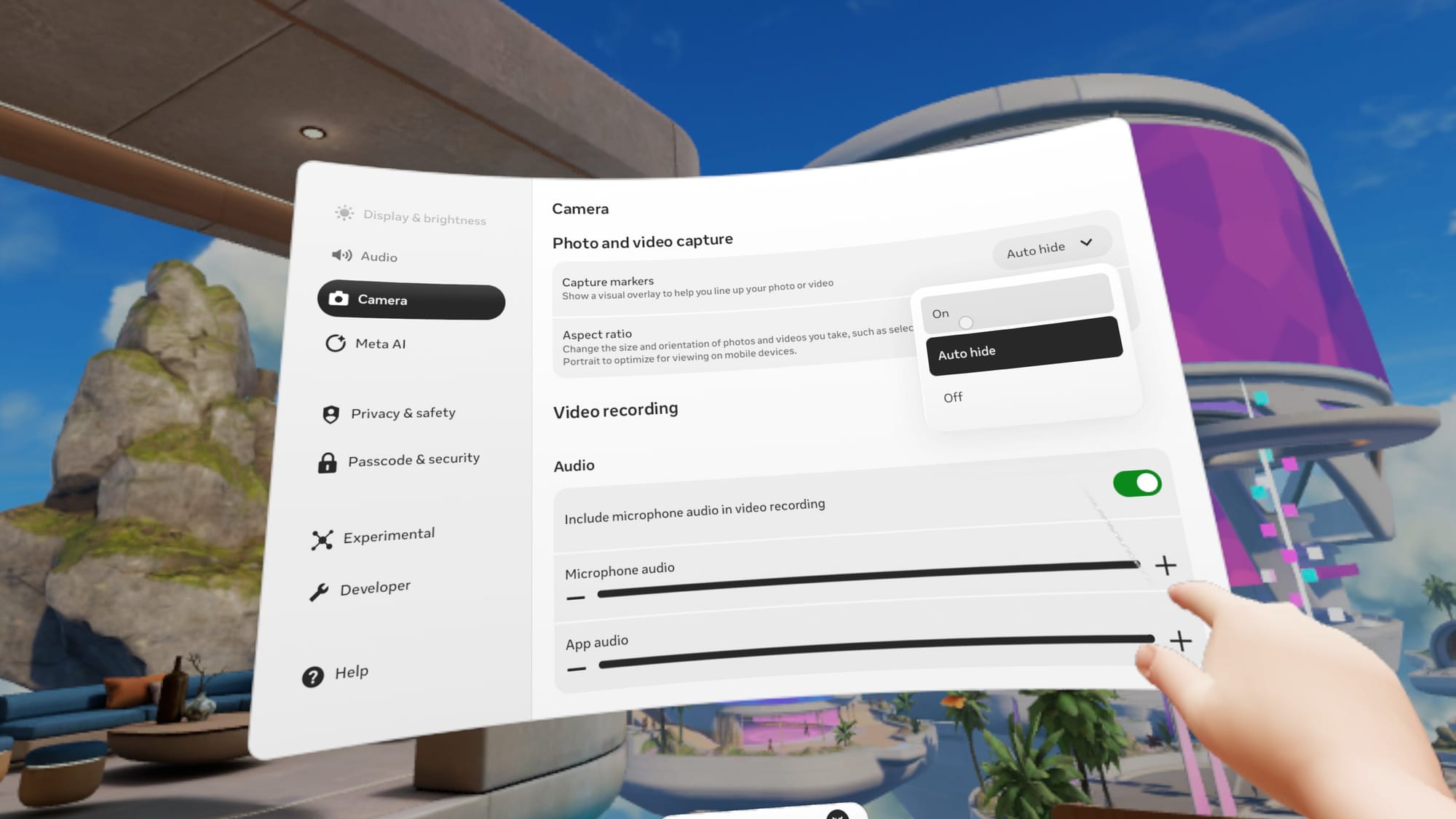 A screenshot shows Camera settings and the new Capture markers option.
