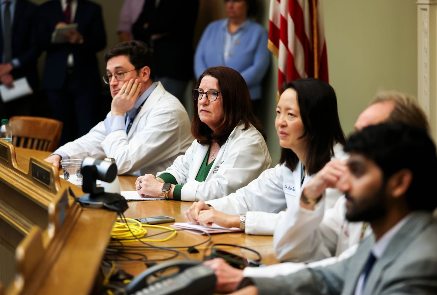 Dr. Michael Barnett, Dr. Kristen Gunning, and Dr. Zoe Tseng spoke at the Massachusetts State House in February about the challenges they face as primary care doctors seeking to form a union.