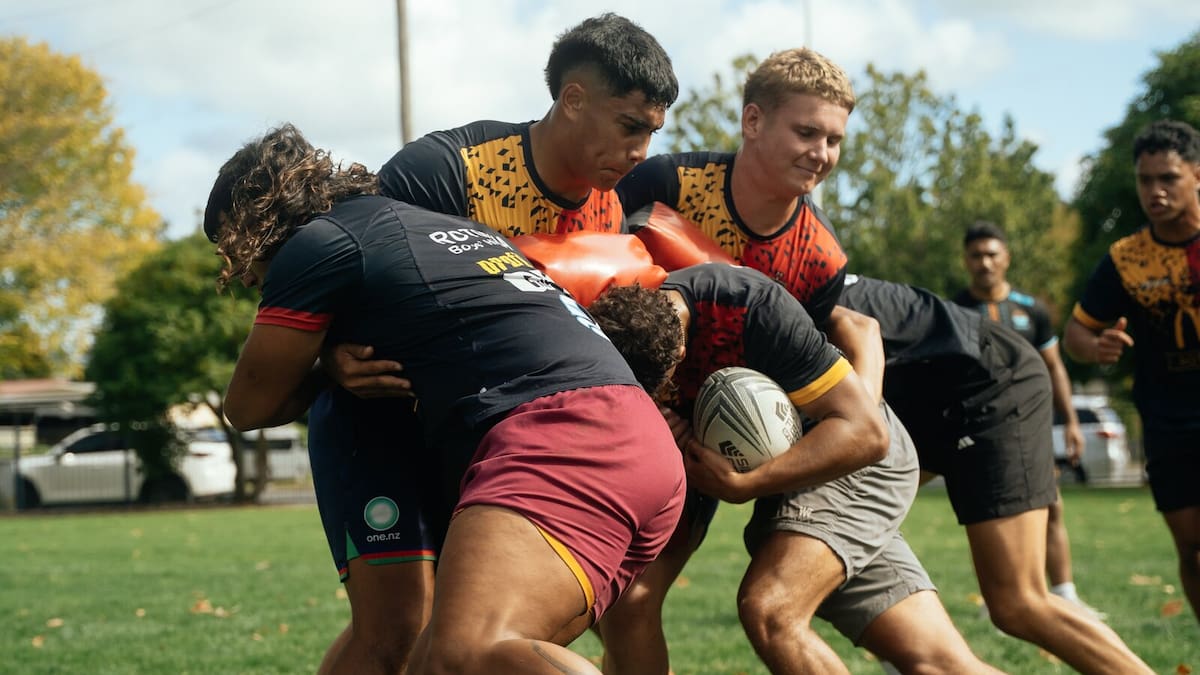 Super Rugby Pacific: Moana Pasifika players run skills and drills with Rotorua Boys’ High First XV