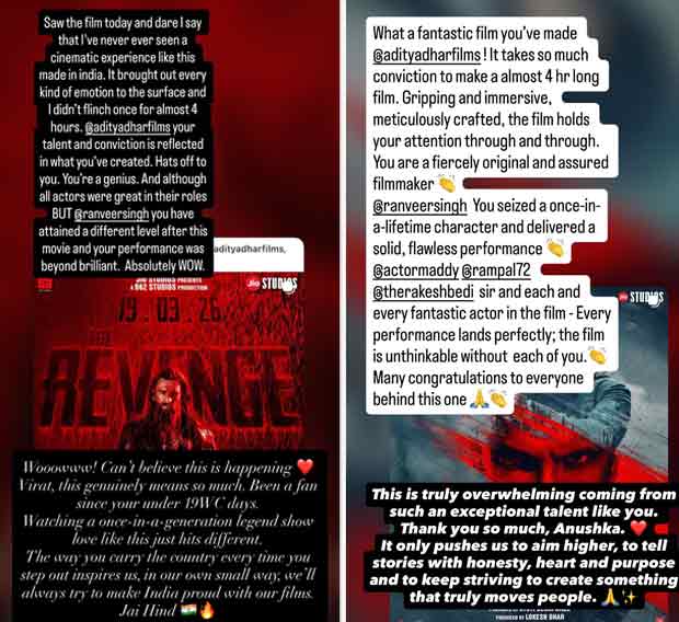 Virat Kohli and Anushka Sharma praise Dhurandhar The Revenge; Aditya Dhar REACTS as film storms towards Rs 1000 crores milestone: “I didn’t flinch once for almost 4 hours”