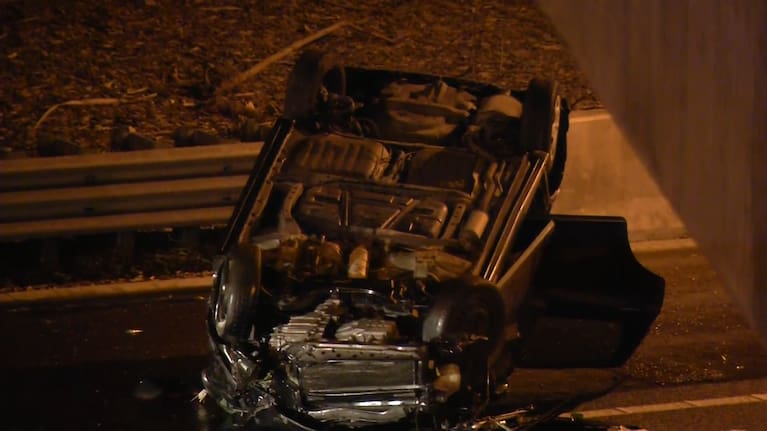 A car rolled on Auckland's northen motorway overnight.