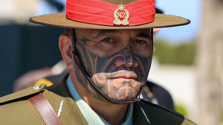 A New Zealand soldier at the service.