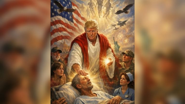 A now deleted image posted to US President Donald Trump's social media, which appears to depict himself an AI-generated Jesus.
