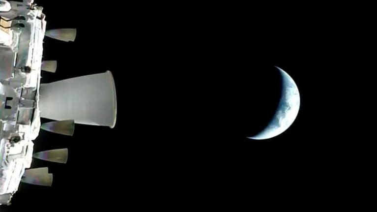 A view of the Earth from NASA's Orion spacecraft.