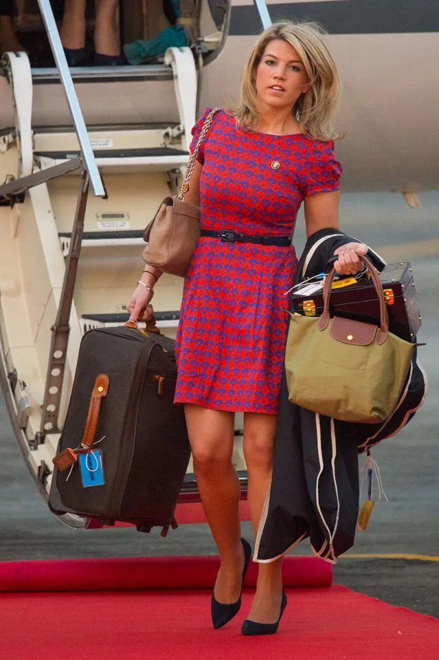 Natasha Archer arriving in Assam, India for Prince William and Kate Middleton's 2016 tour of India and Bhutan.Credit: Getty Images