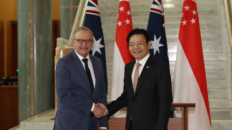 Prime Minister Anthony Albanese and Prime Minister Lawrence Wong of Singapore.