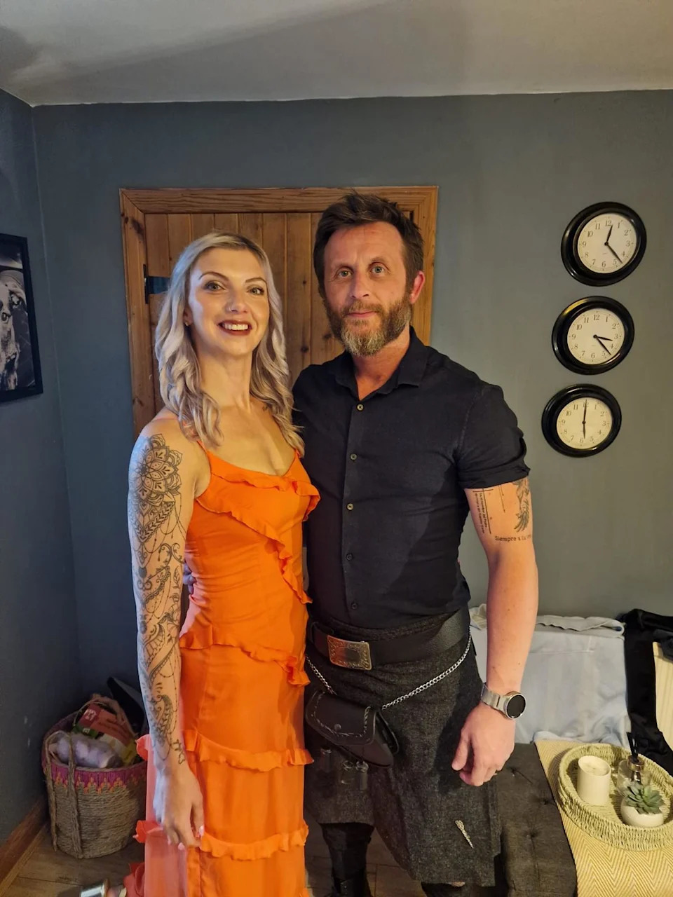 Sarah and Gordy smiling together