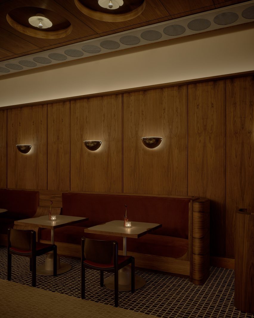 A restaurant interior featuring icons of midcentury modern design