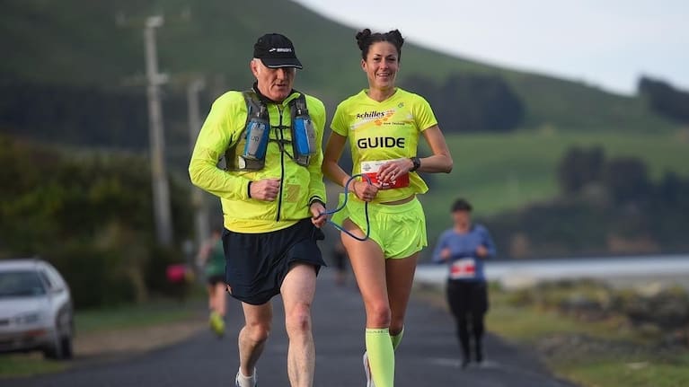 Barclay and Hay competing in the 2025 Dunedin Marathon