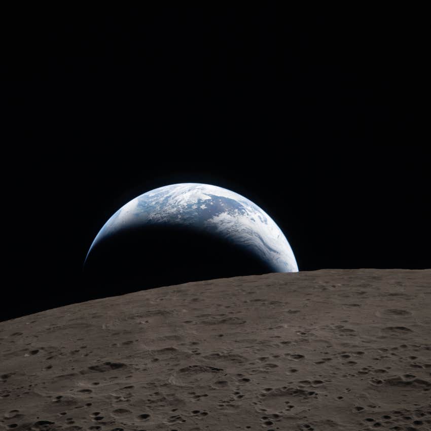 photo of the earth and moon taken by the artemis ii crew