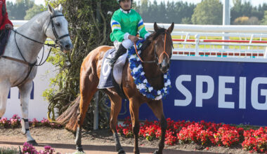 Ace Lawson-Carroll returns victorious aboard Bona Sforza following the Listed NZB Insurance Stakes (1600m) at Riccarton on Saturday. Photo: Race Images South
