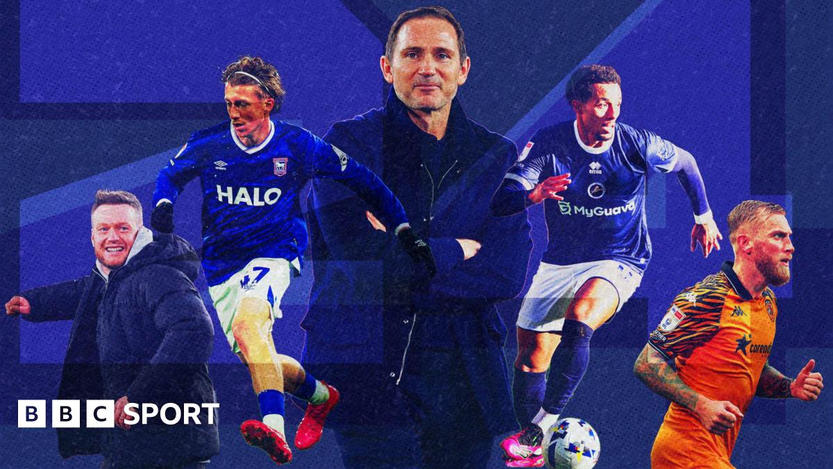 From left to right: Middlesbrough boss Kim Hellberg, Ipswich forward Jack Clarke, Coventry manager Frank Lampard, Millwall winger Femi Azeez and Hull striker Oli McBurnie