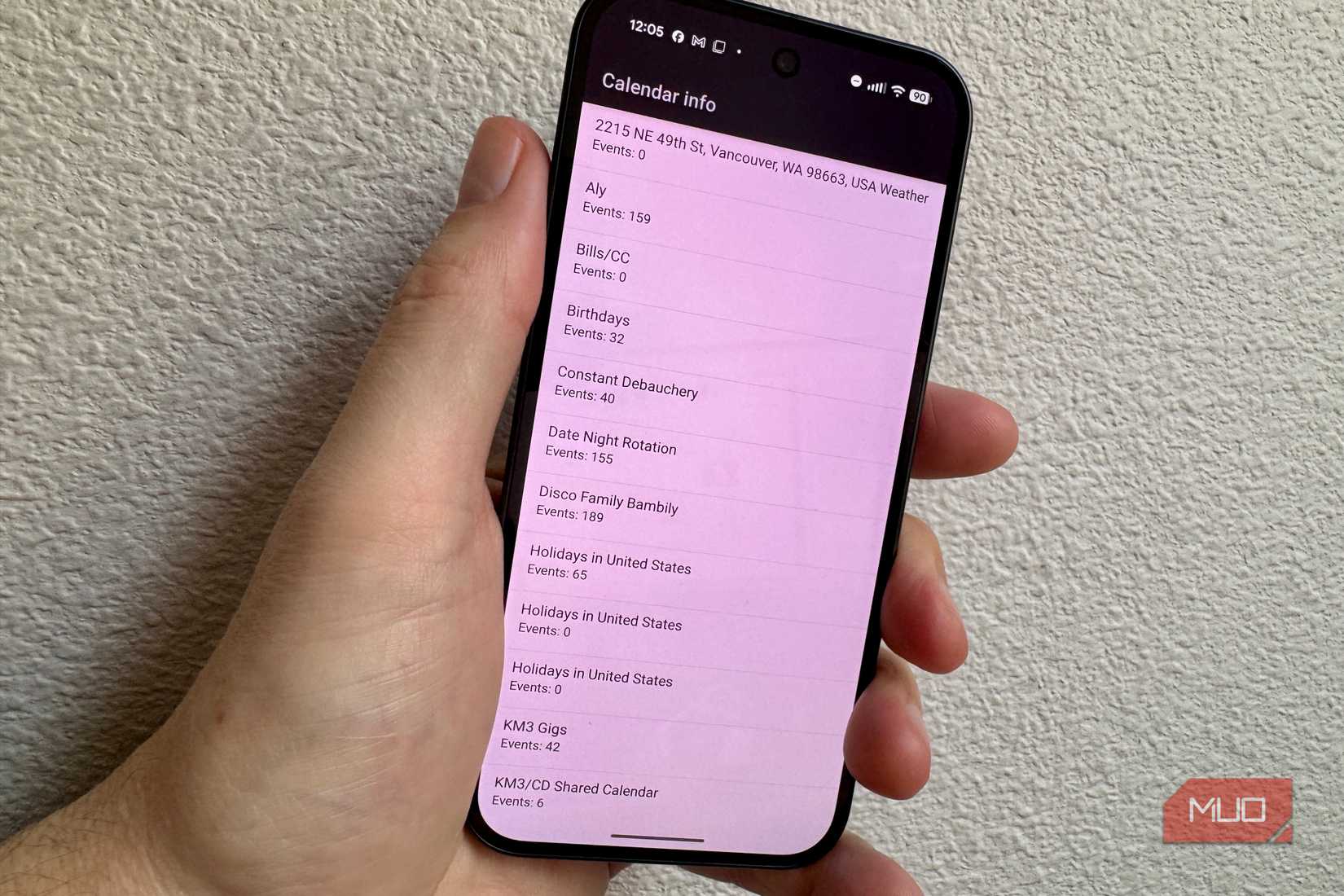 Calendar info screen on Pixel