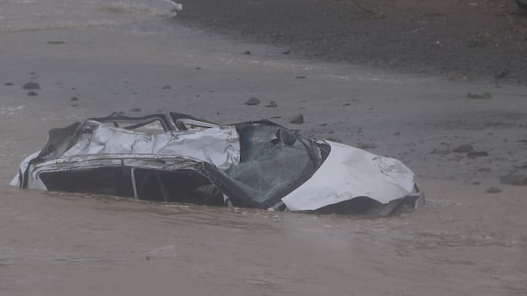 On the day of the flooding, a car was pictured in the sea off Ōwhiro Bay.