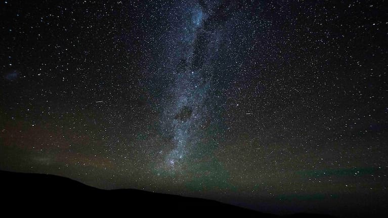 The Milky Way stretches across the night sky as seen from the Atacama Desert, Chile, Wednesday, April 15, 2026