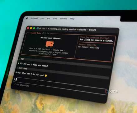 claude ai coding assistant displayed in terminal window on mac laptop