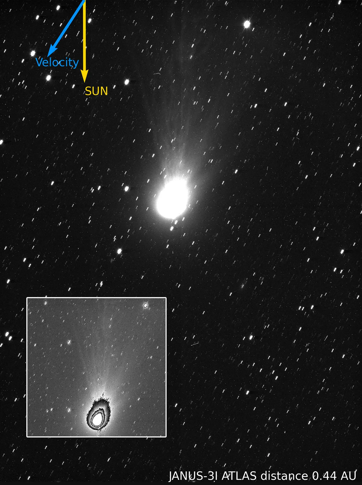 Image of comet 3I/ATLAS on 6 November 2025, captured by ESA's Juice spacecraft's JANUS science camera. Credit: ESA/Juice/JANUS