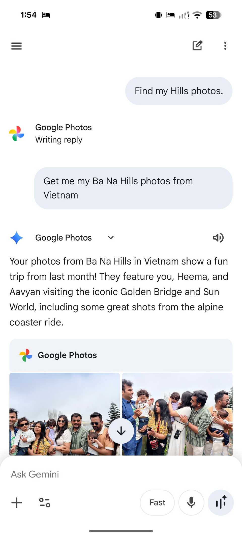 Google Photos integration in Gemini