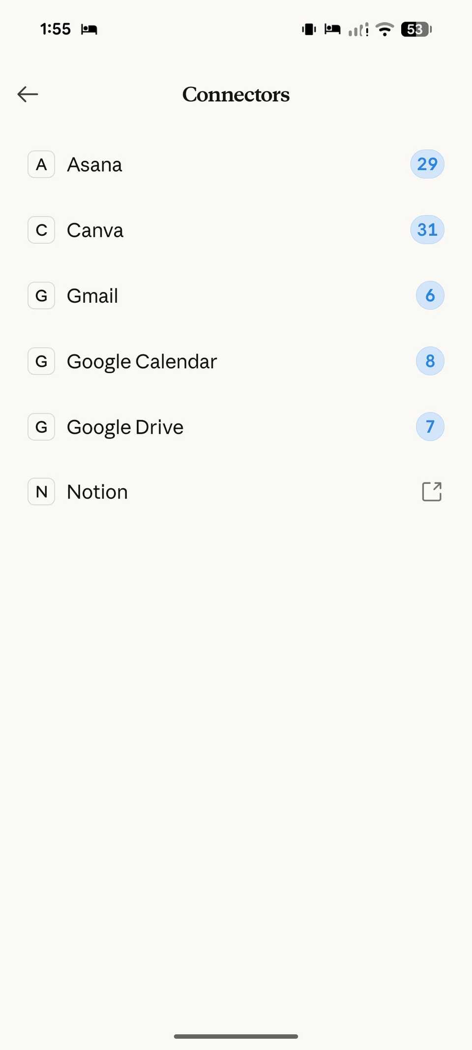 Claude connectors on Android