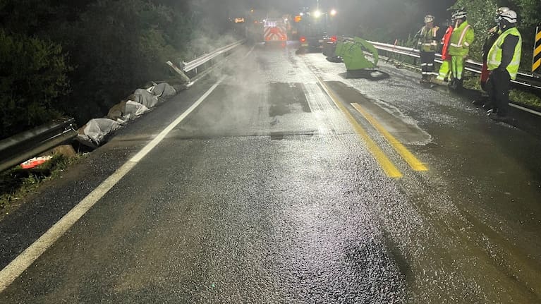 Contractors work to repair SH2 over the Remutaka Hill. 