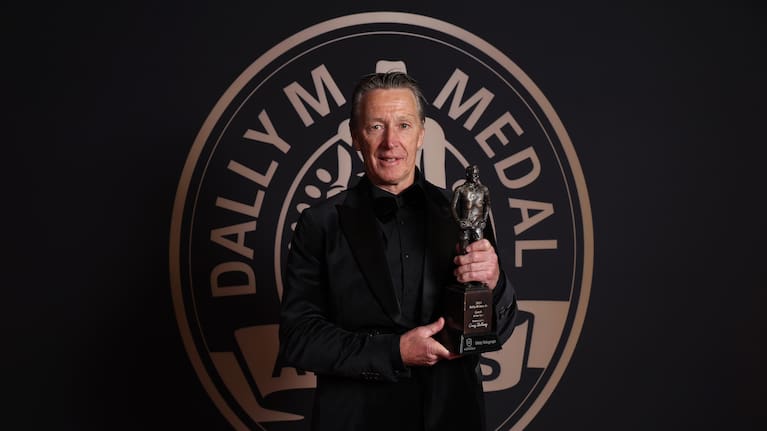 Craig Bellamy head coach of the Storm poses with the Coach of the Year Award during the 2024 Dally M Awards.