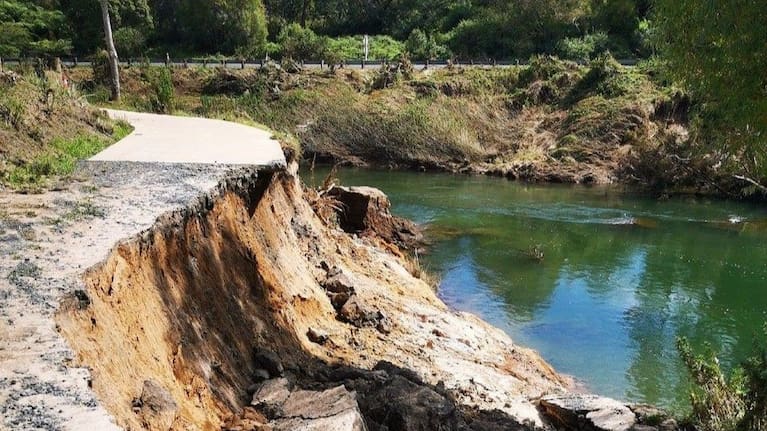 Damage like this caused lengthy closures for the rail trail.