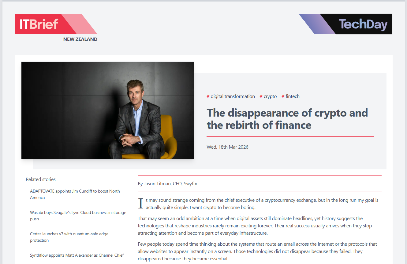 Screenshot of IT Brief coverage on digital assets regulation New Zealand